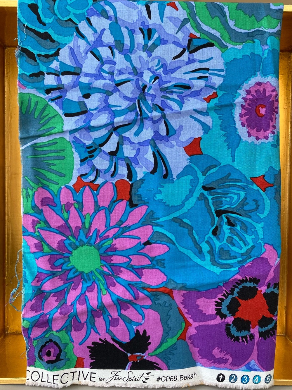 OOP Kaffe Fassett Fabric "Bekah" (1/2yd), Cobalt/Blue Colorway. Rare